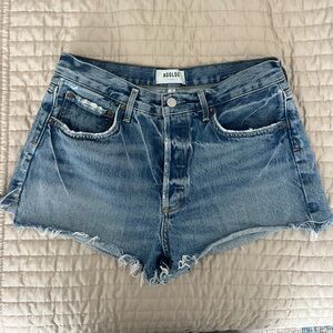 Agolde Distressed Midwashed Denim Jean Shorts 28